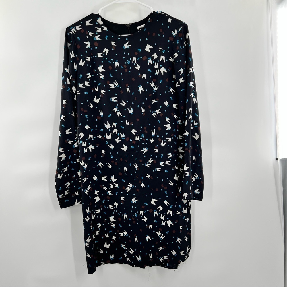 DVF Diane Von Furstenburg black silk long sleeve dress size 8 pop art